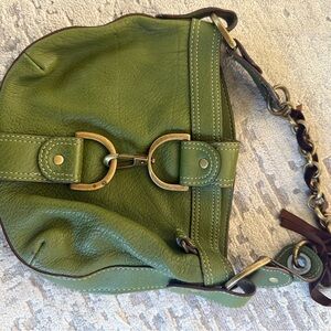 J. Crew Olive Green Mini Bag with Gold Accents